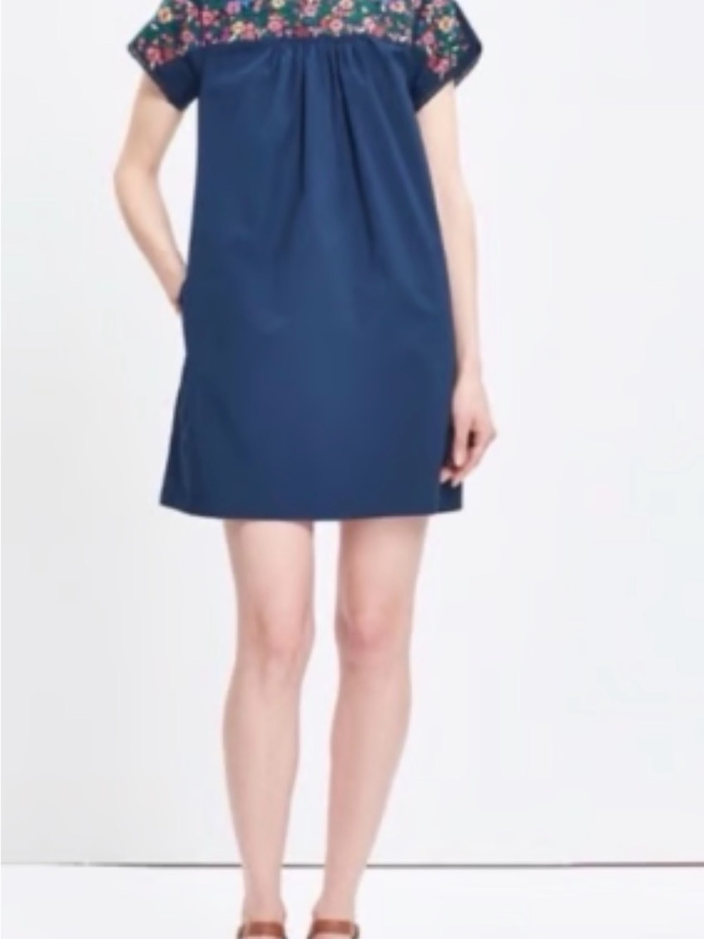 Madewell x JM Dry Goods 'La Novia' Floral Embroidered Dress - Navy Blue
